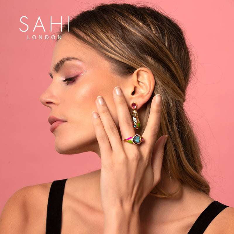 Love Affair Teardrop Drop Earrings in Enamel