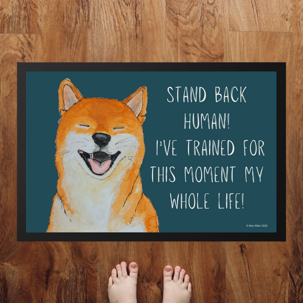 Stand Back Human Shiba Inu Door Mat