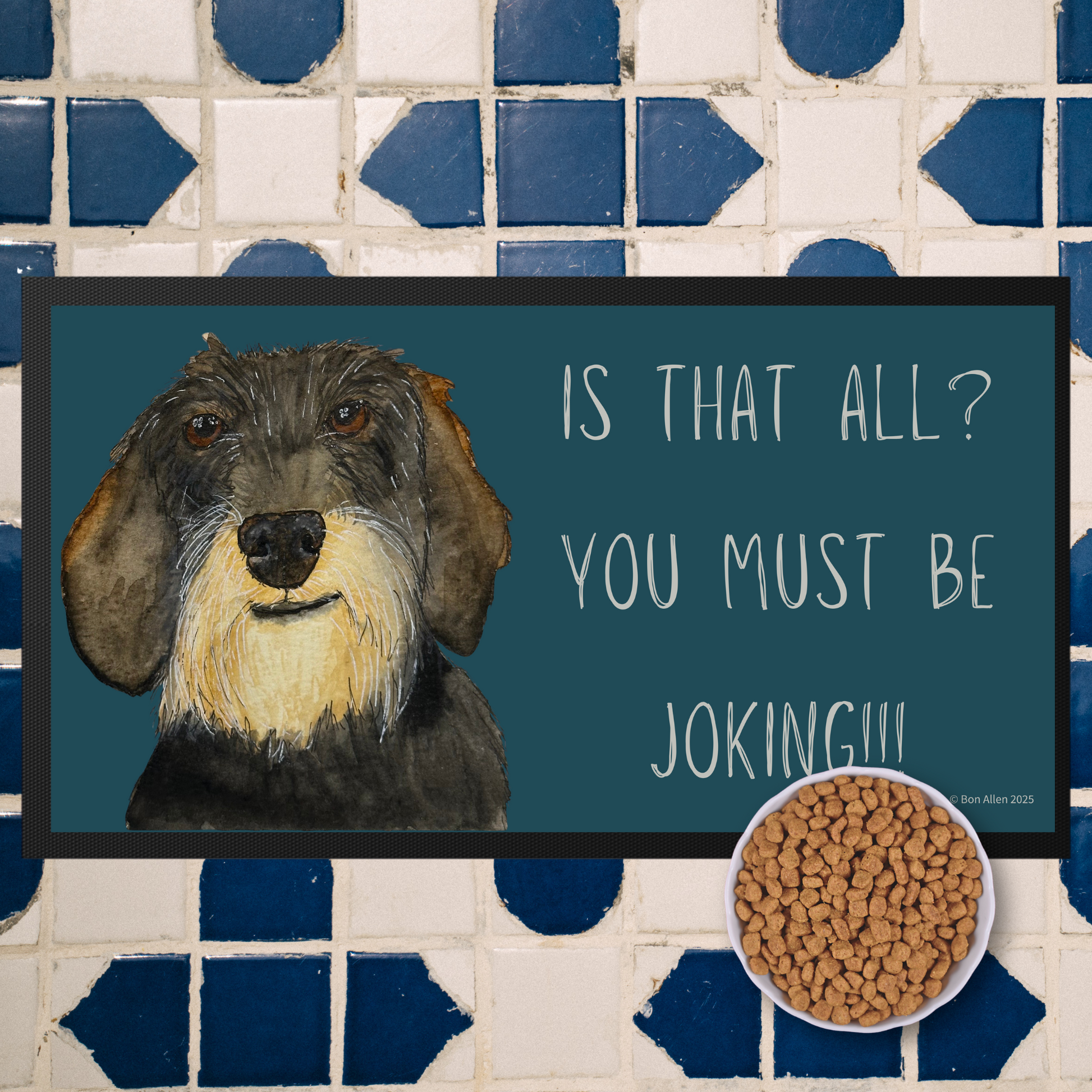 Wire Haired Dachshund Dining Drama Pet Bowl Mat
