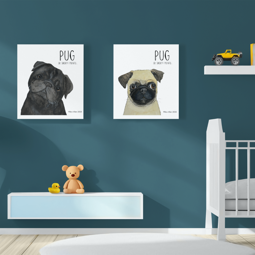Portrait of a Snorty Potato Pug Art Print