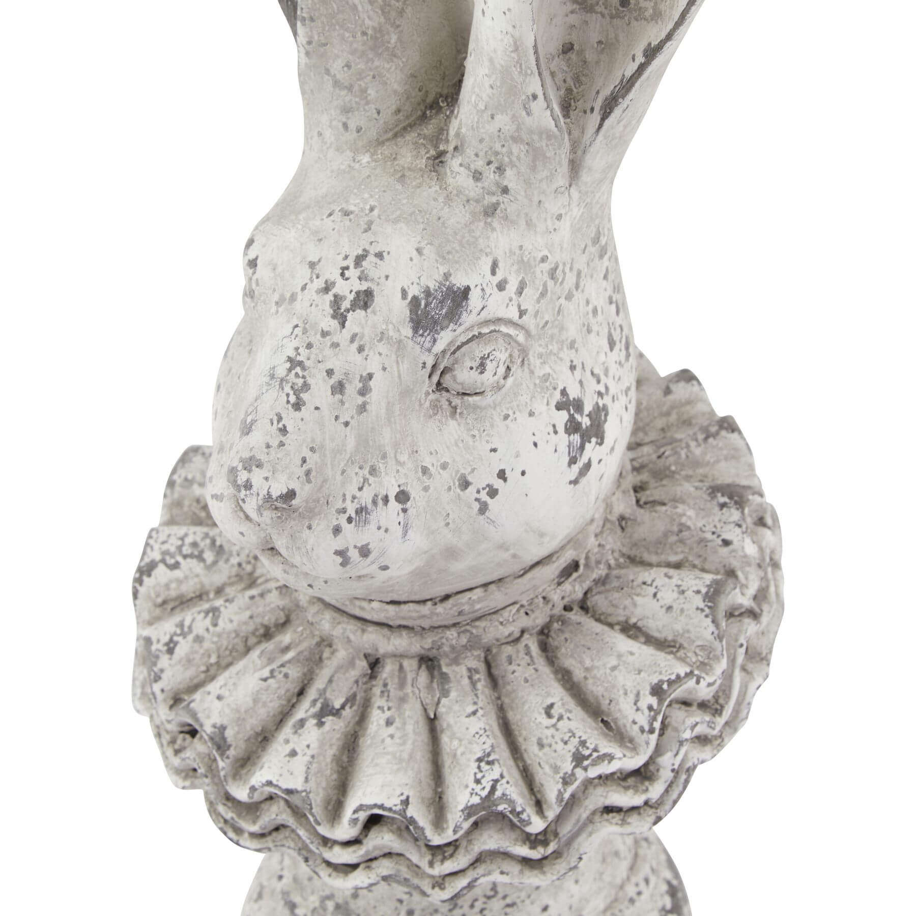 Grey ceramic hare sculpture with intricate ruffle texture, 37 cm tall, elegant stone-effect decor piece by RoomLondon at brixbailey.com