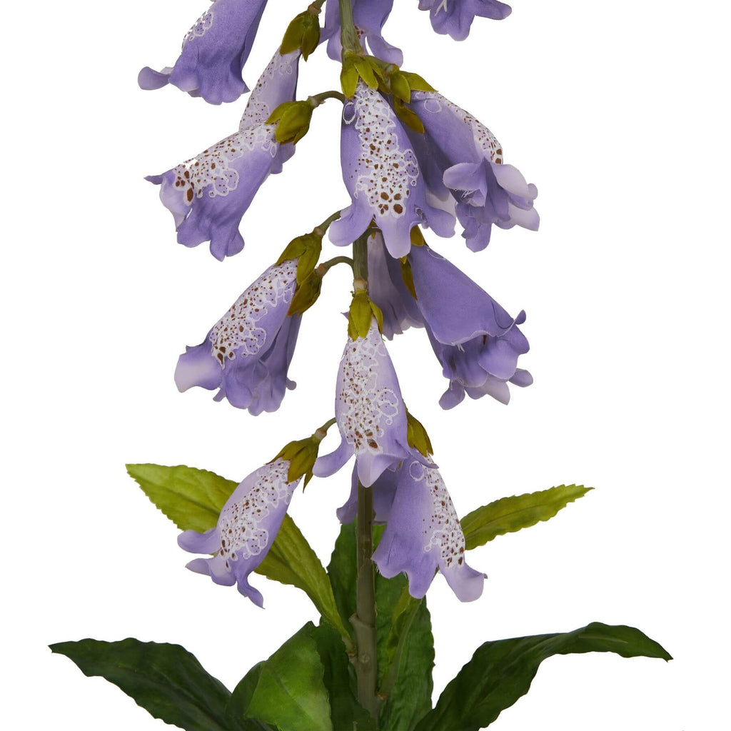 Lifelike mauve artificial foxglove stem with realistic petals, perfect for floral arrangements and home decor. by RoomLondon at brixbailey.com