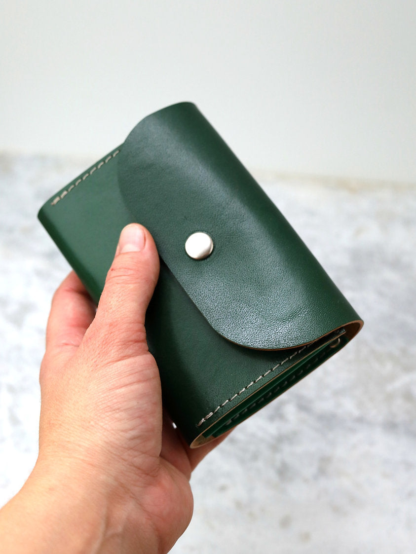 Handmade Green Leather Wallet – Secure & Spacious by TOKS VISOKS at www.brixbailey.com