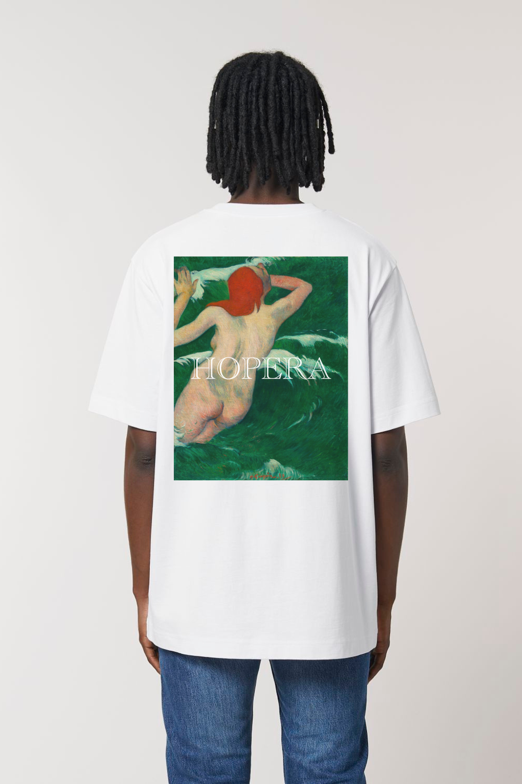 This is a painting by Paul Gauguin from 1889 depicting a woman lying in the waves at the beach. by Hopera at www.brixbailey.com