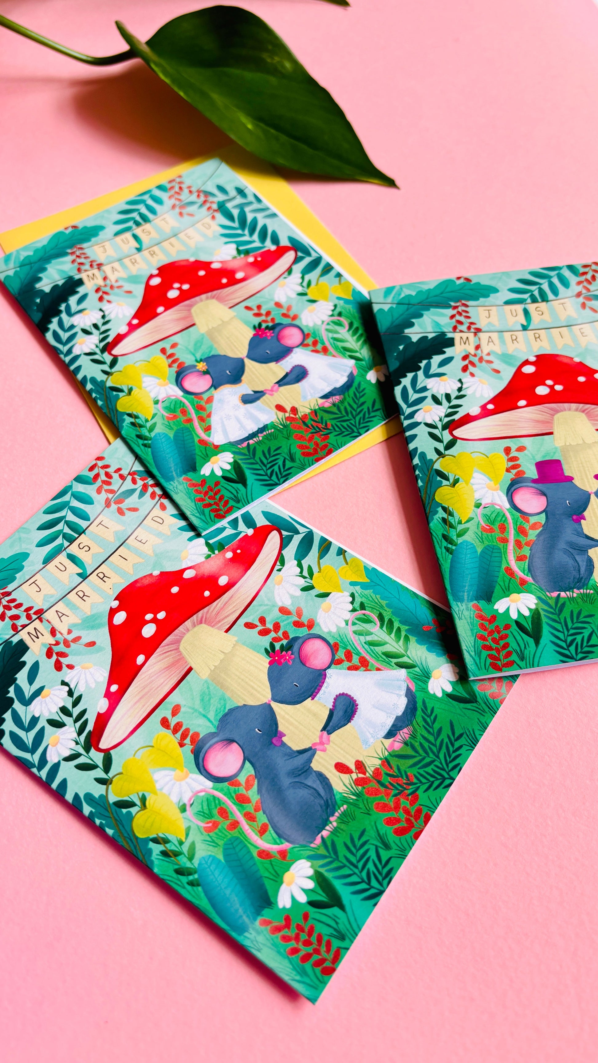 Handmade Lesbian Wedding Card with Woodland Mouse Brides