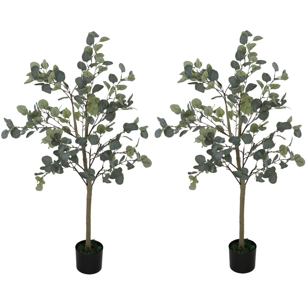 Artificial Eucalyptus Trees 2 Pack Faux Silk Plants 120cm
