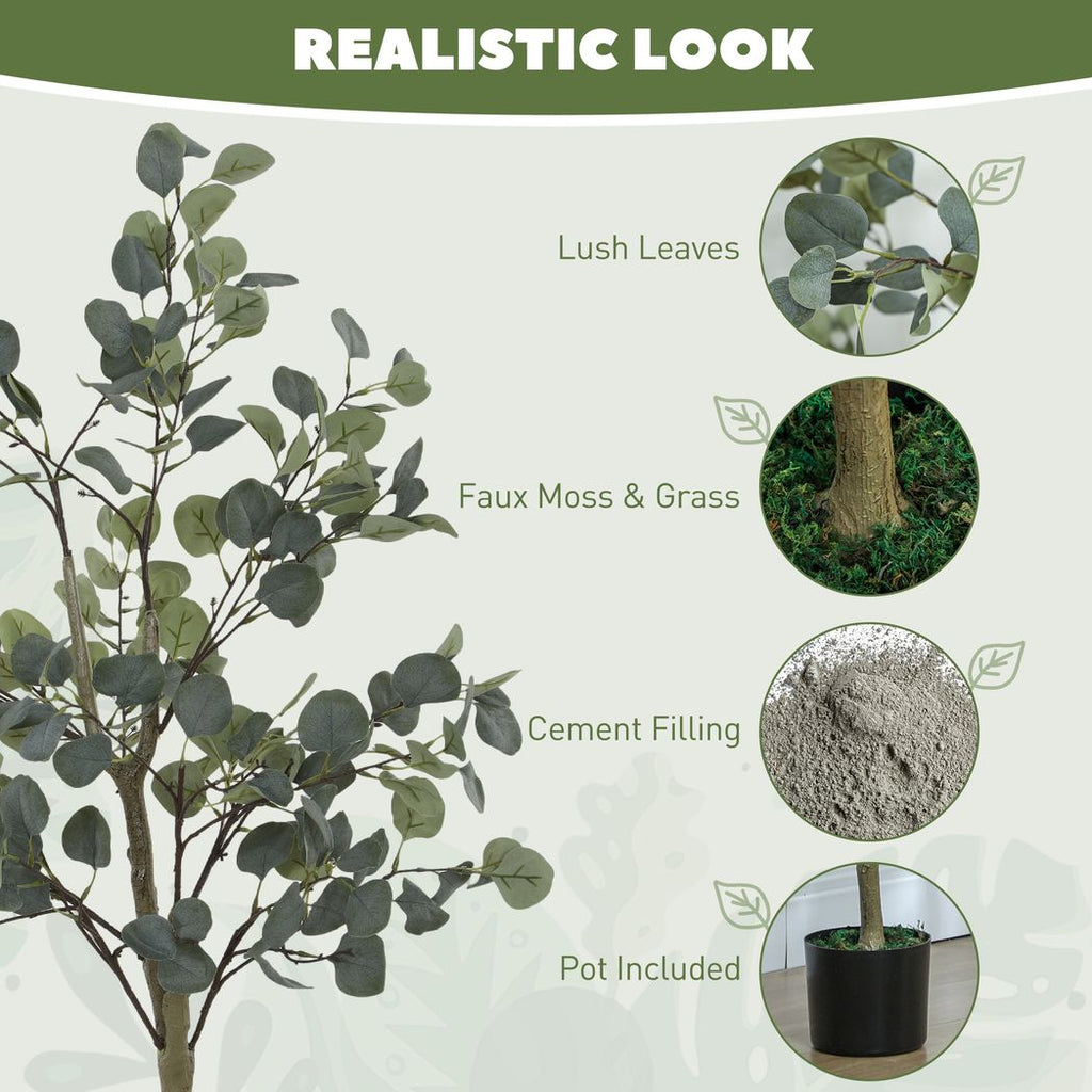 Artificial Eucalyptus Trees 2 Pack Faux Silk Plants 120cm
