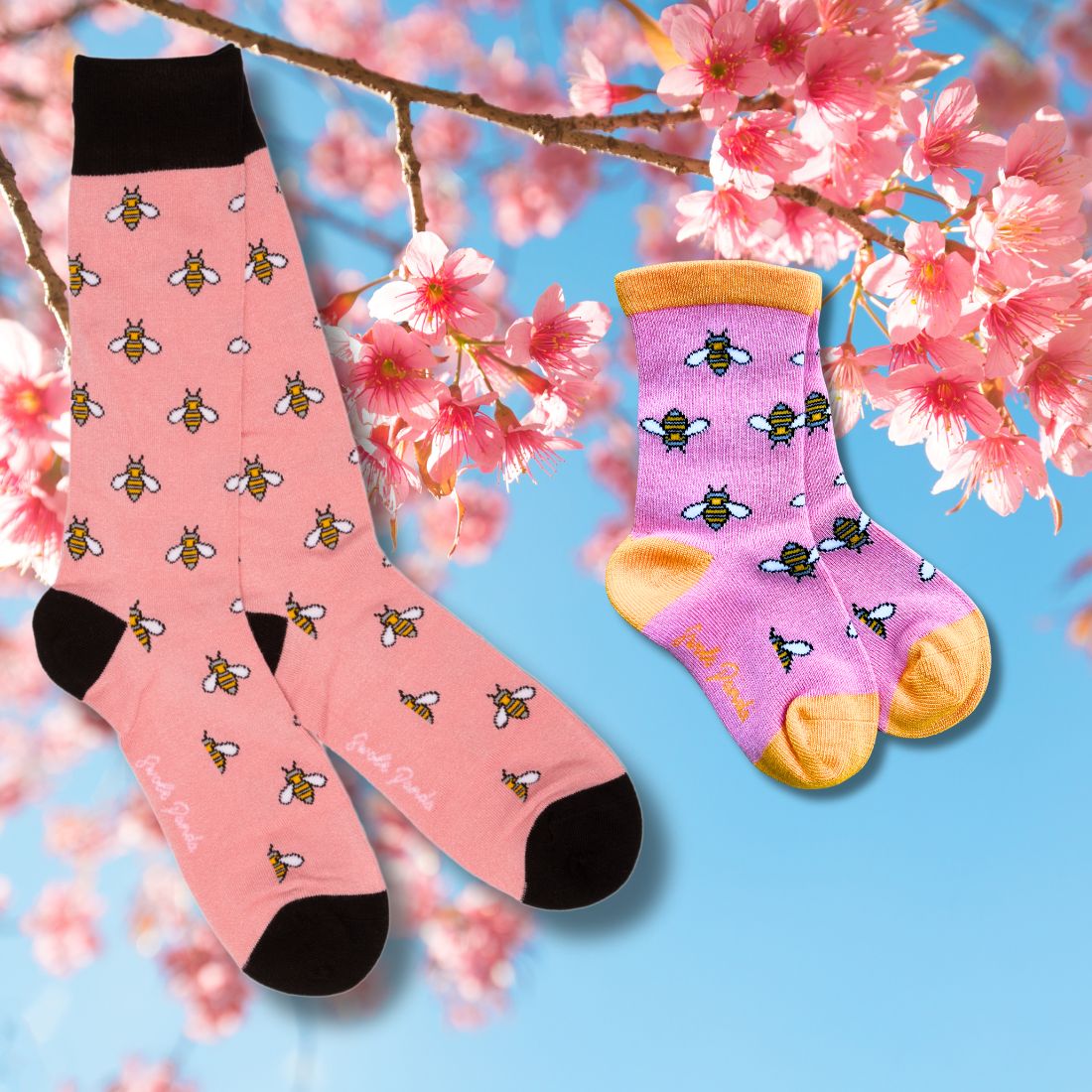 Bumblebee Matching Bamboo Socks for Adults and Children