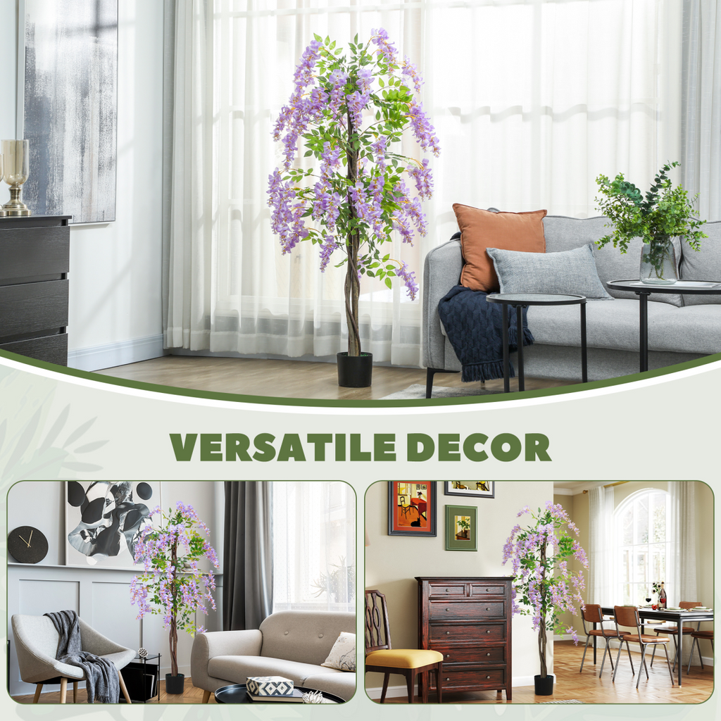Artificial Wisteria Flower Plant 180cm Purple with 756 Leaves