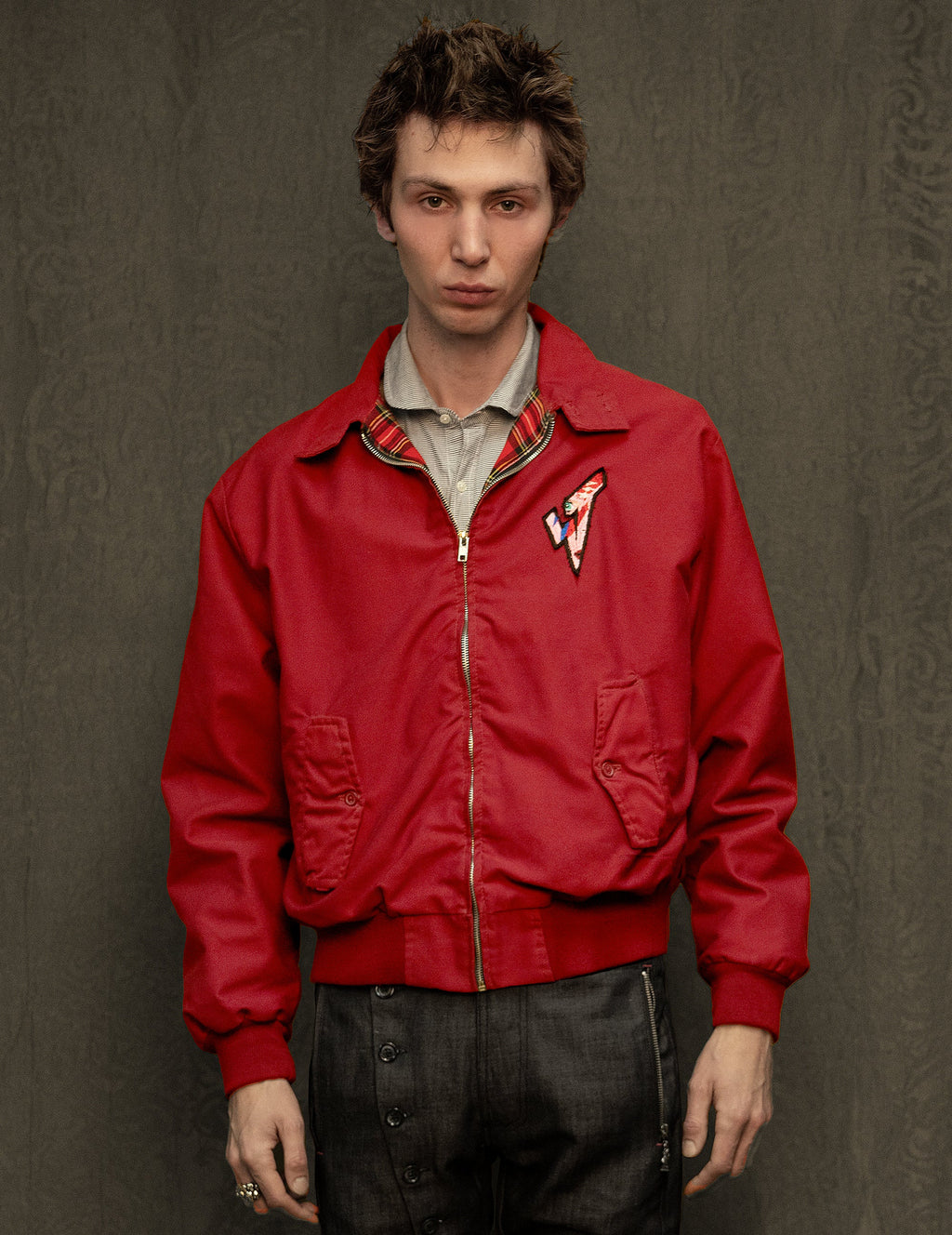 Classic Red Harrington Jacket