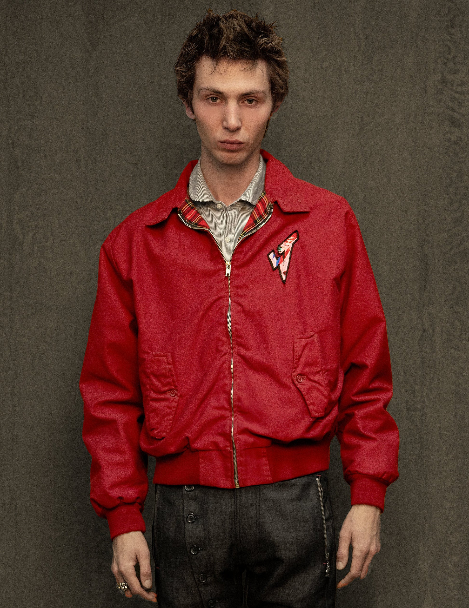 Classic Red Harrington Jacket