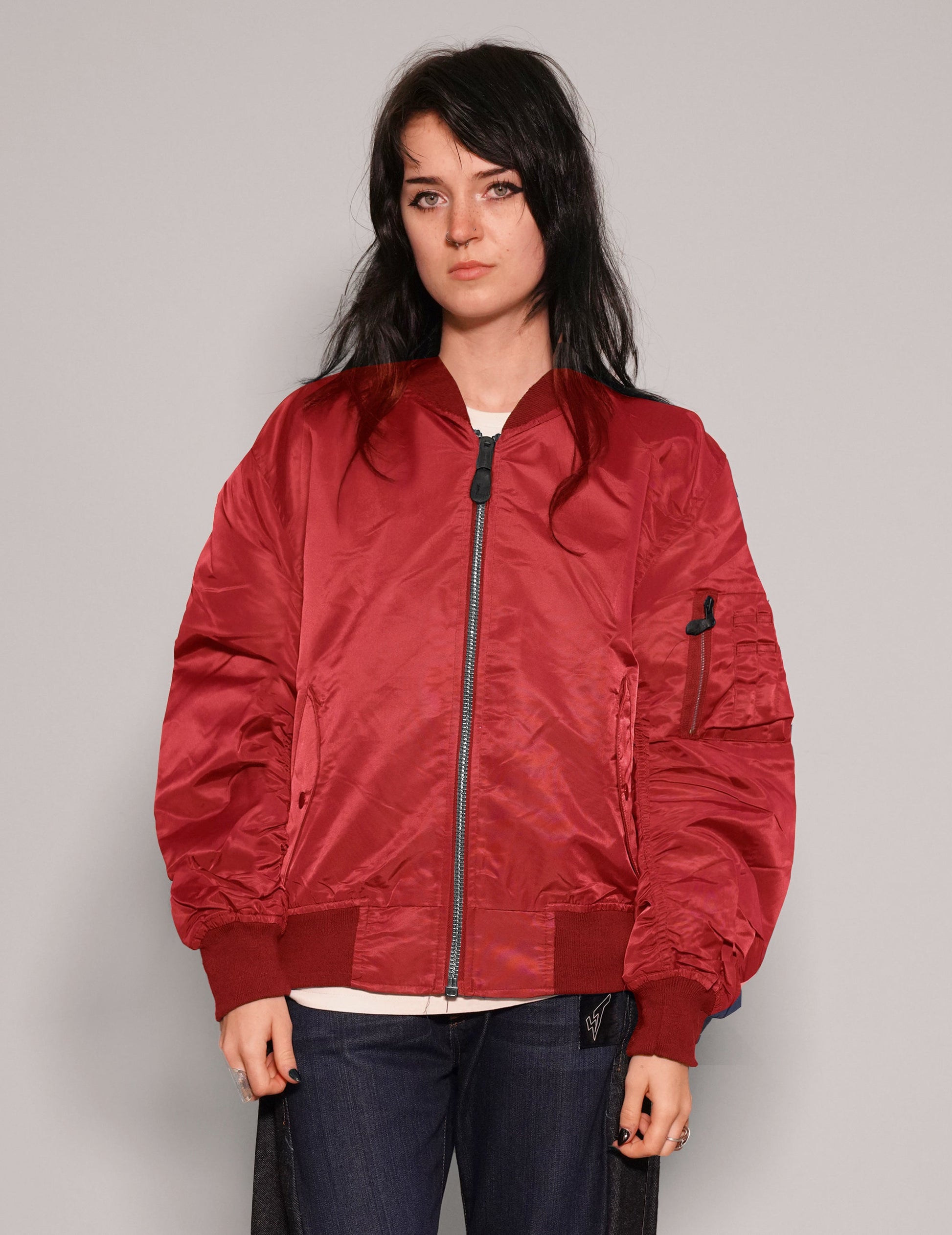 Red Lightweight Bomber Jacket Vintage