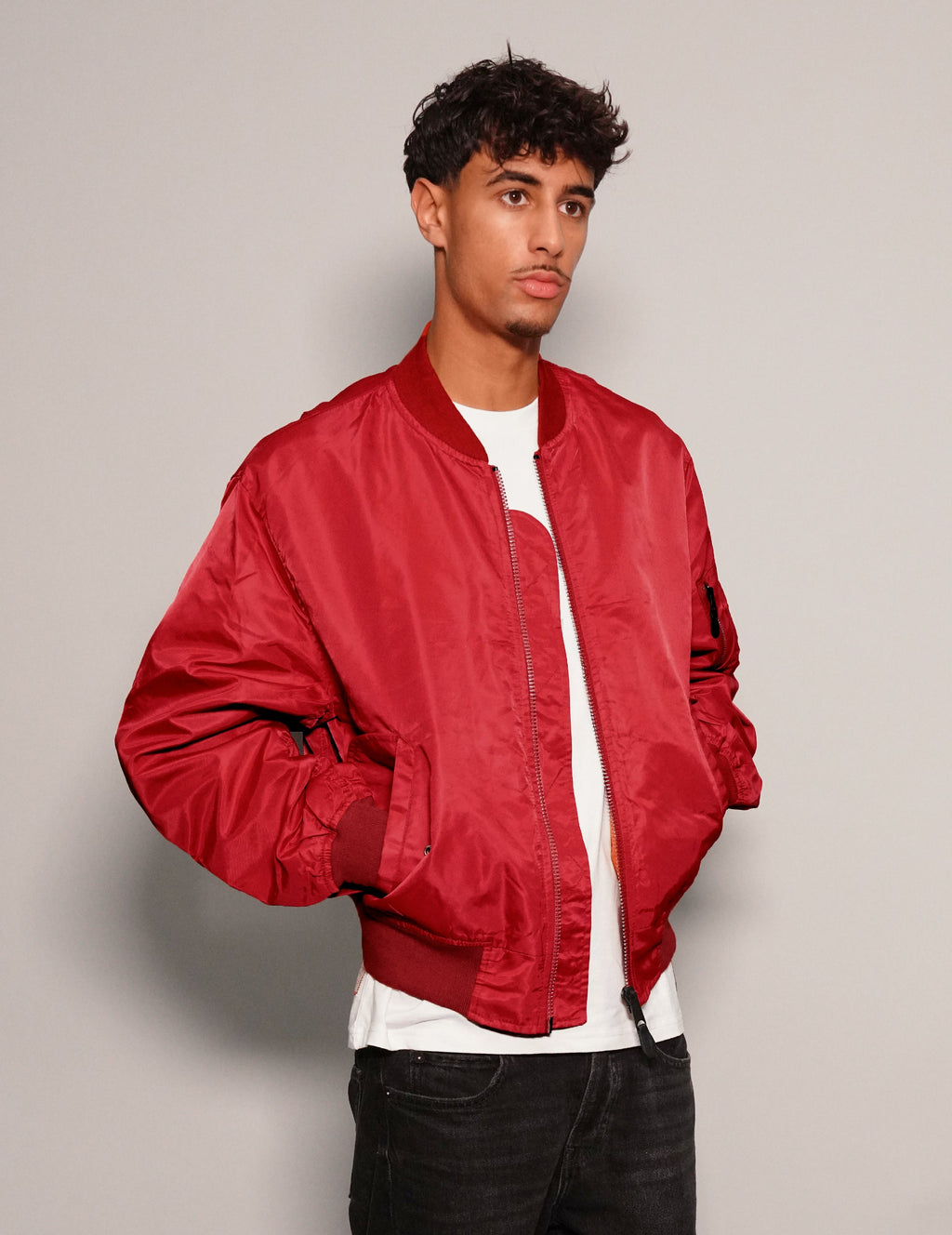 Red Lightweight Bomber Jacket Vintage