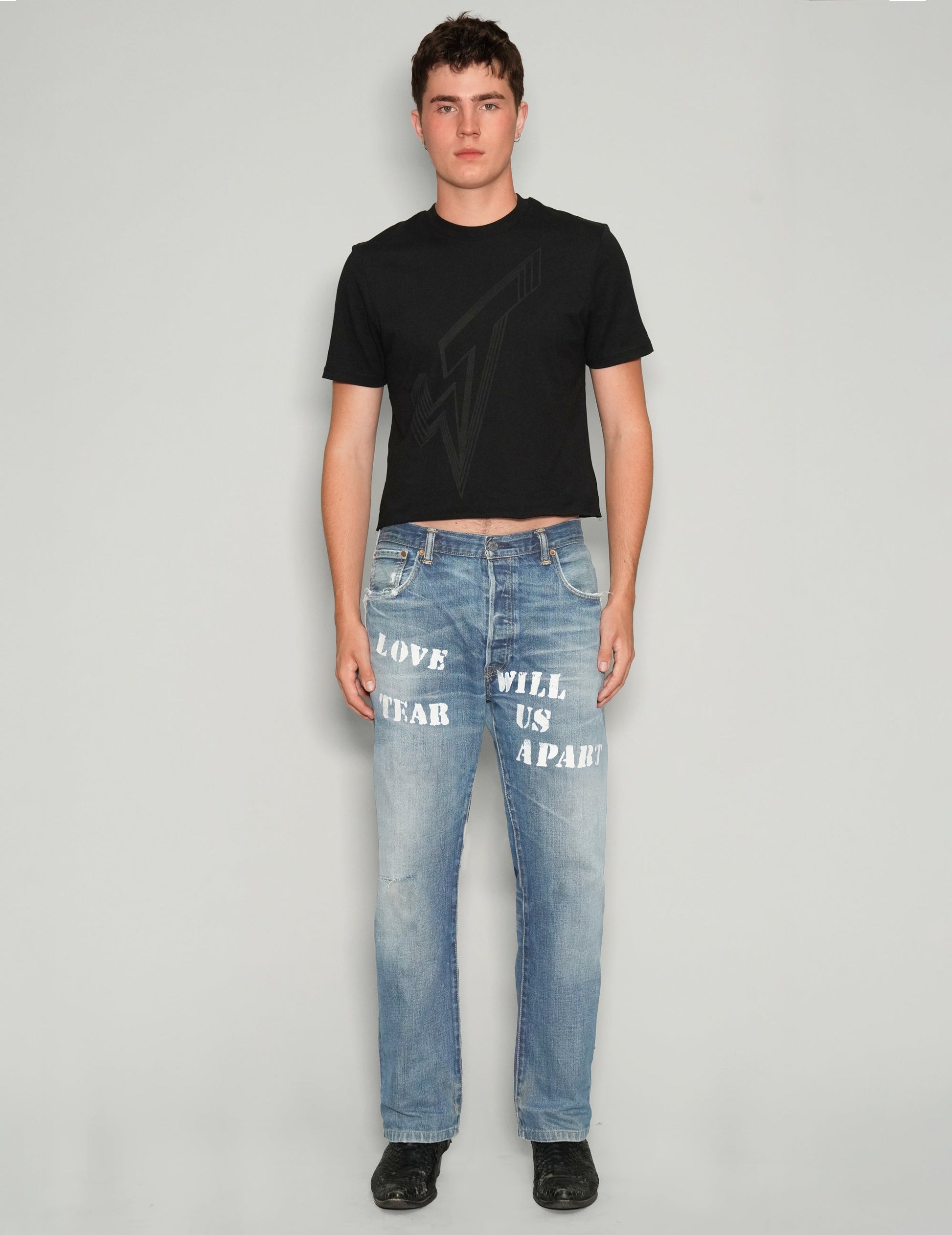 Love Will Tear Us Apart Light Blue Vintage Jeans