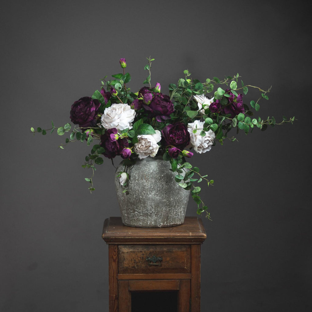 Aged stone ceramic vase, 30cm tall, natural texture, neutral color for modern or traditional home decor by Sostter at brixbailey.com