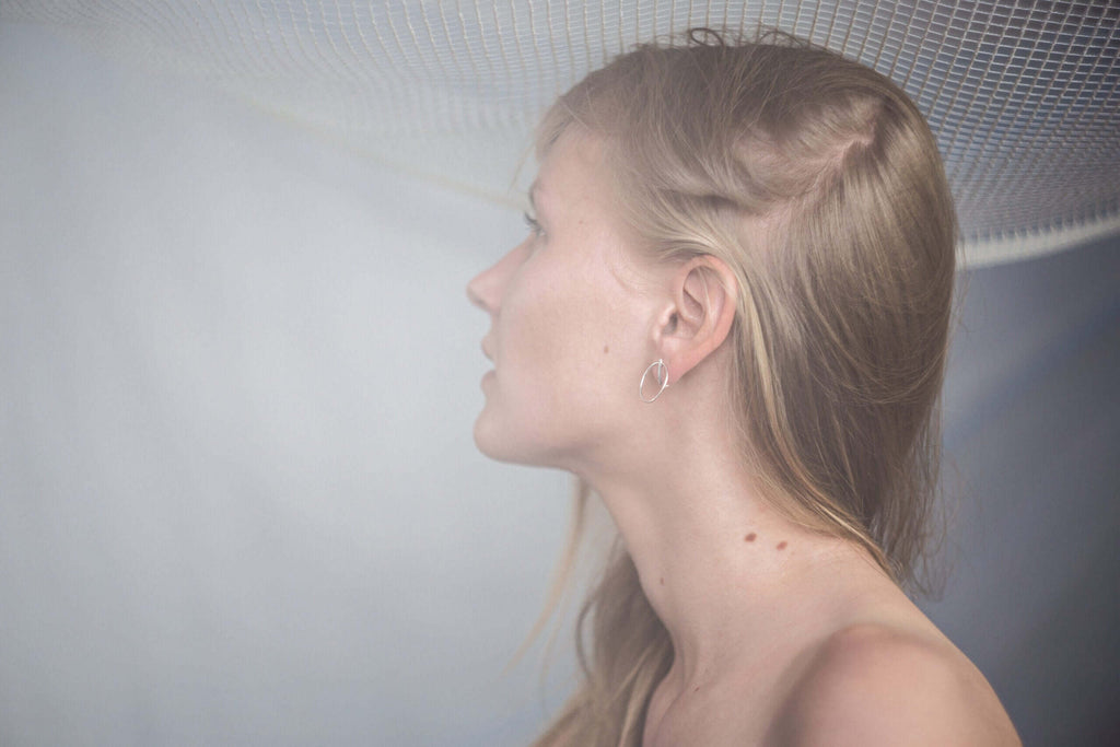 LAYERS x1 Minimalist Earrings – Elegant Silver Artistry by Maarja Palu at www.brixbailey.com