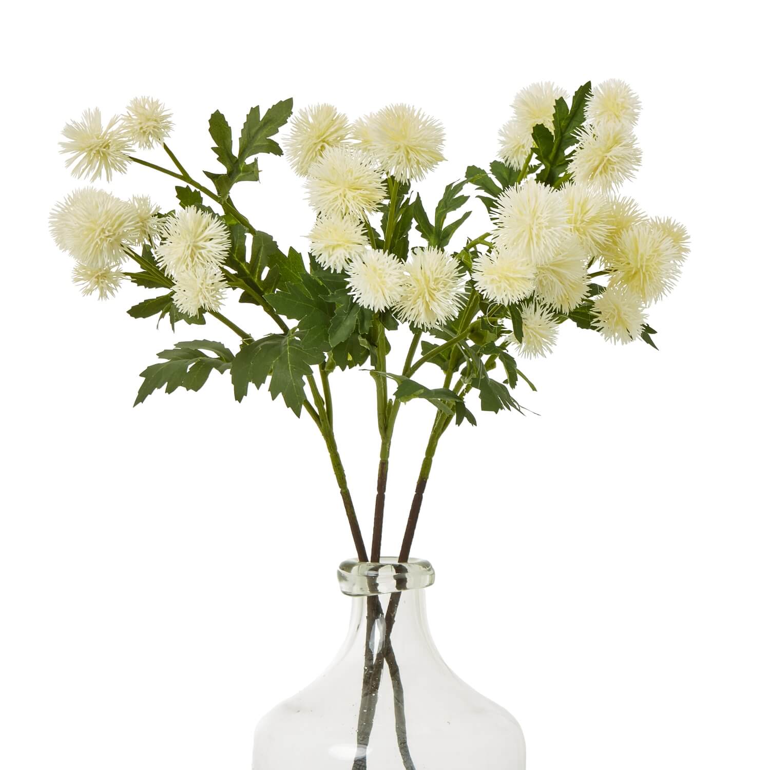 Cream faux globe thistle spray with lifelike texture, green accents, and 56cm height for elegant home decor by Sostter at brixbailey.com