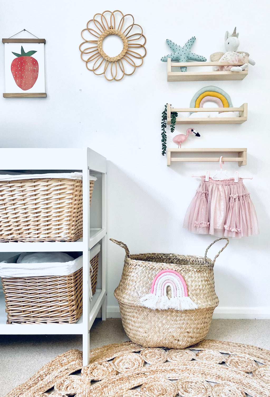 Pastel macrame rainbow basket - Extra Large