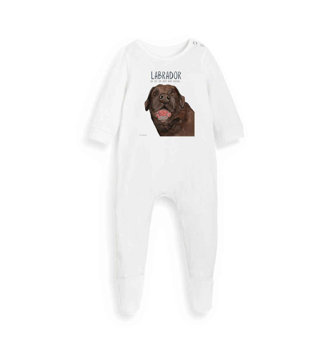 Chocolate Labrador Baby Sleepsuit Organic Cotton