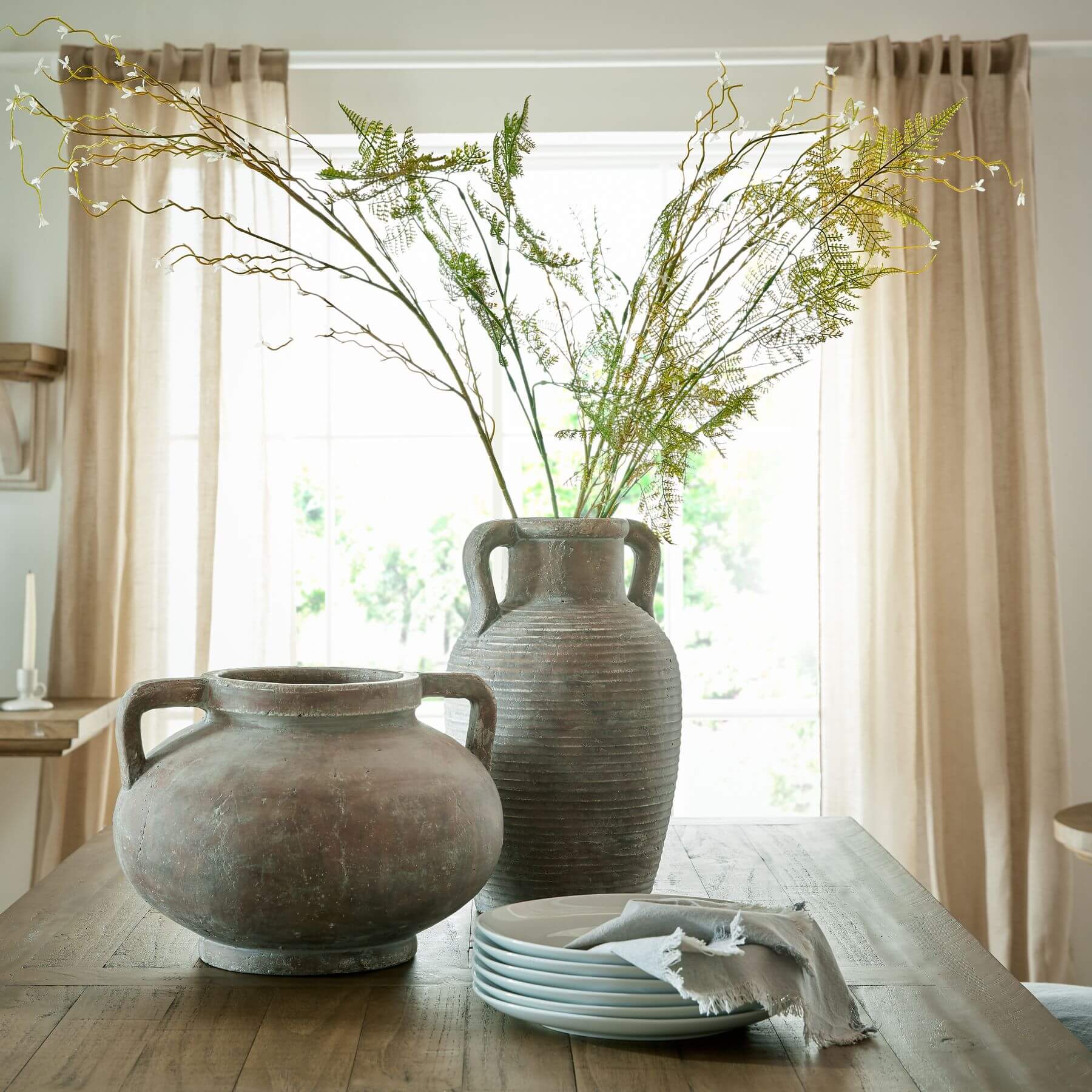 Handcrafted Siena amphora pot in weathered brown ceramic with ribbed detailing, Tuscan-style home decor by sostter at brixbailey.com