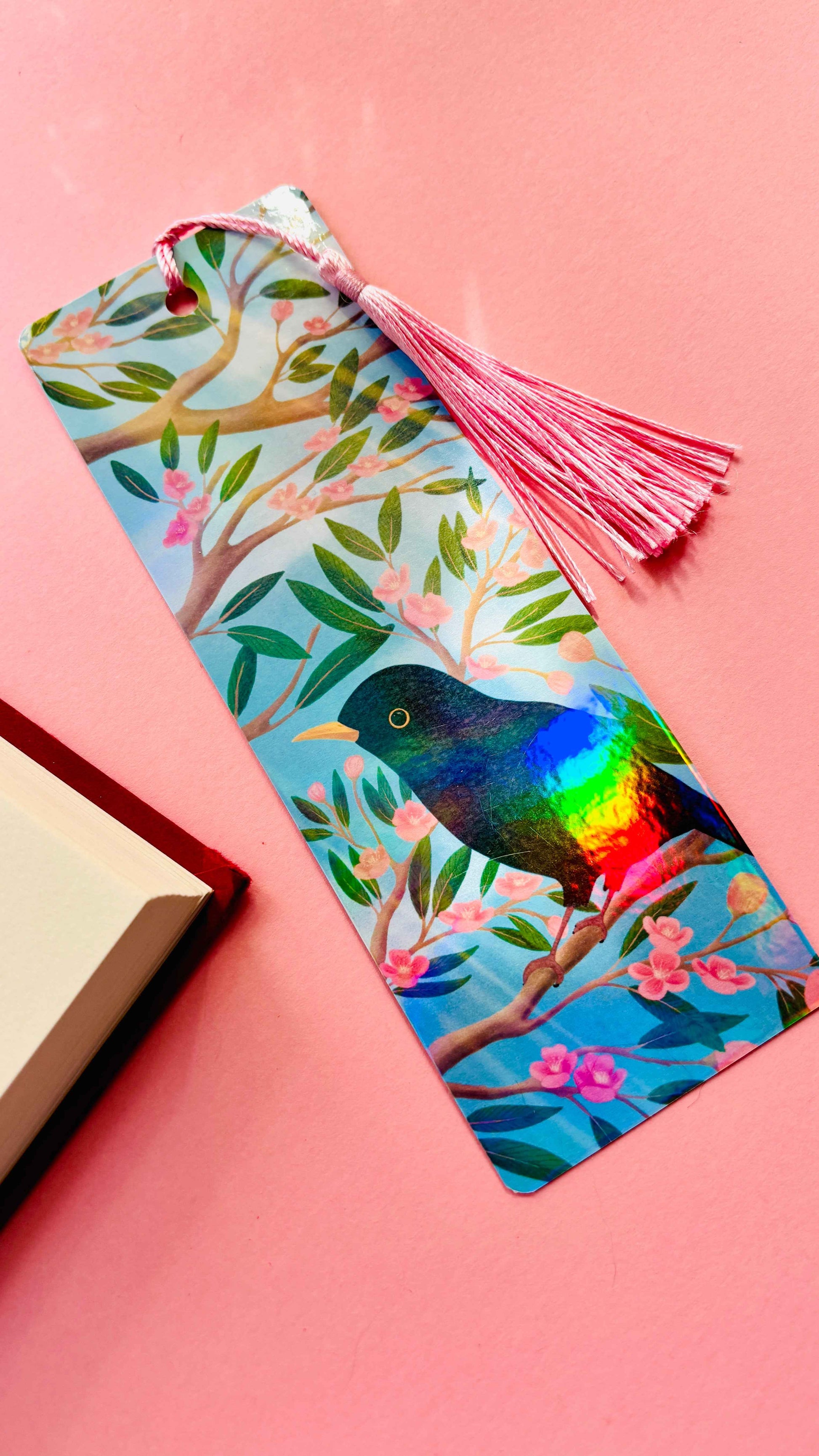 Handmade Holographic Blackbird Bookmark