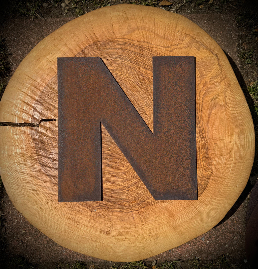 12 Inch Rusty Metal Letters A-Z 0-9