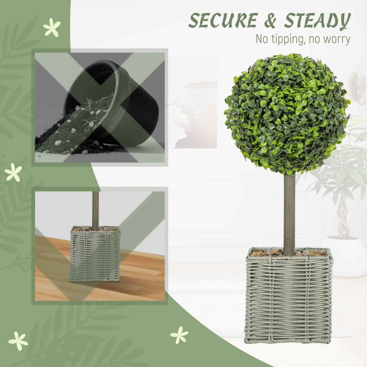 Set of 2 Artificial Boxwood Topiary Balls 50cm Green