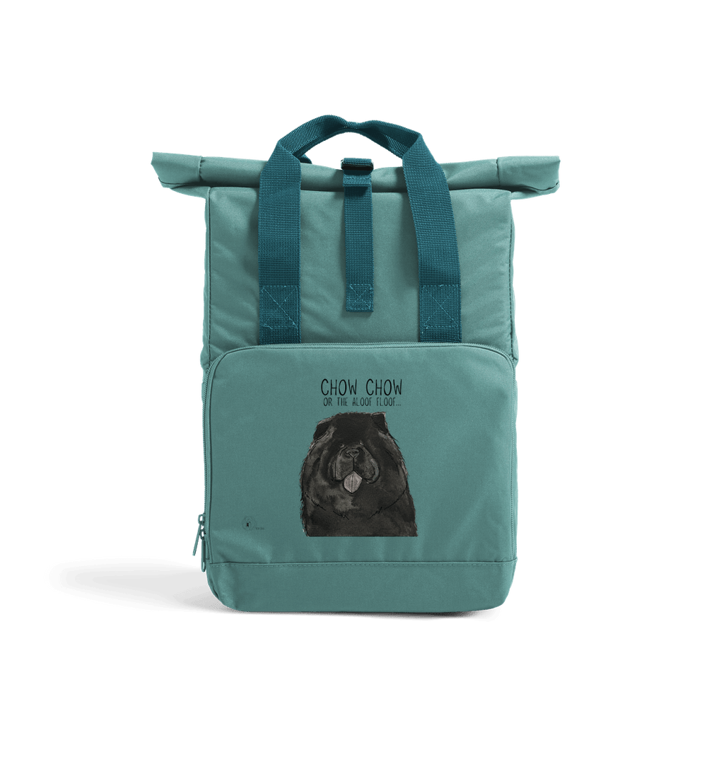 Black Chow Chow Aloof Floof Roll Top Backpack