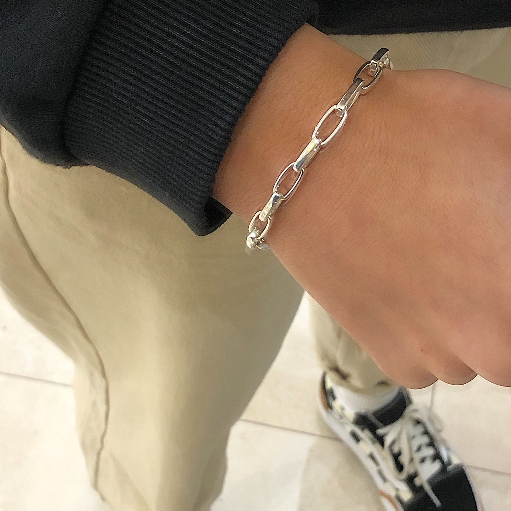 Chunky Box Chain Bracelet in Sterling Silver