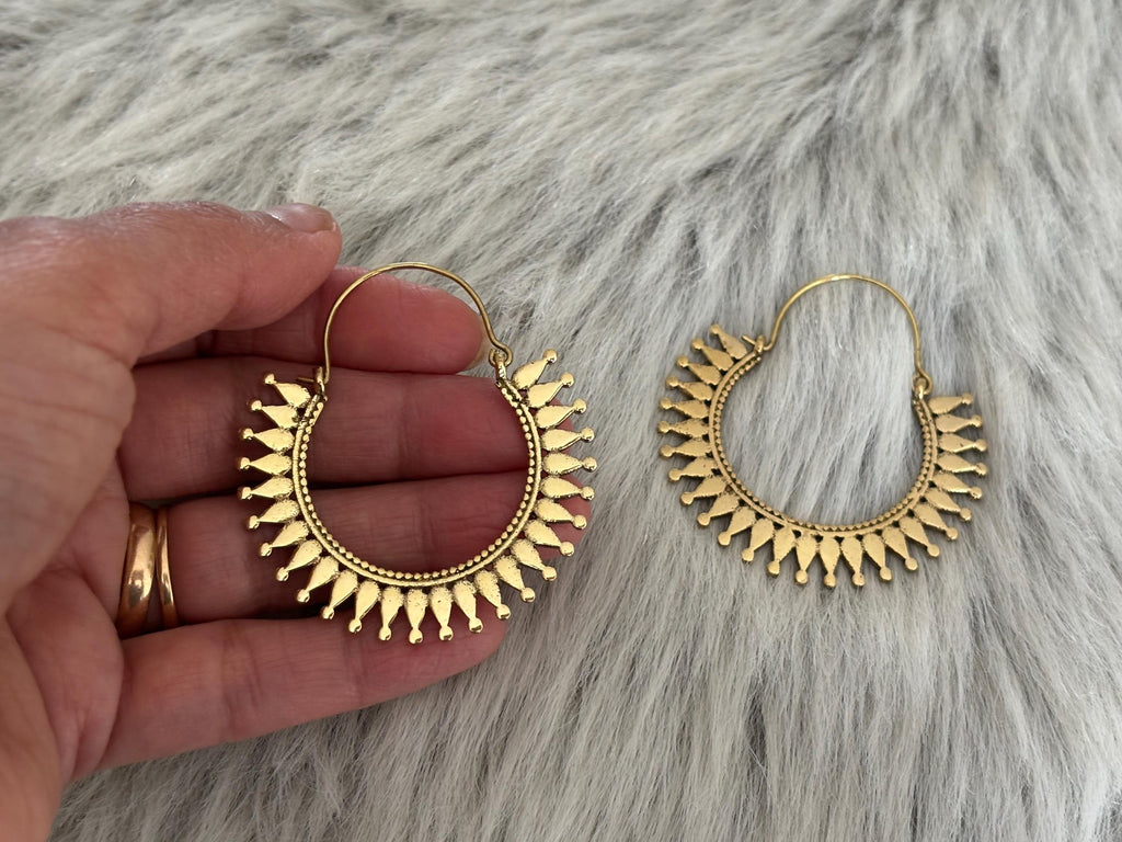 Mandala Brass Hoop Earrings