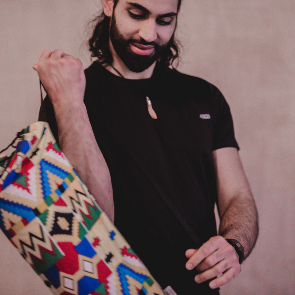 Handmade Yoga Bag in Yellow with African Wax Print