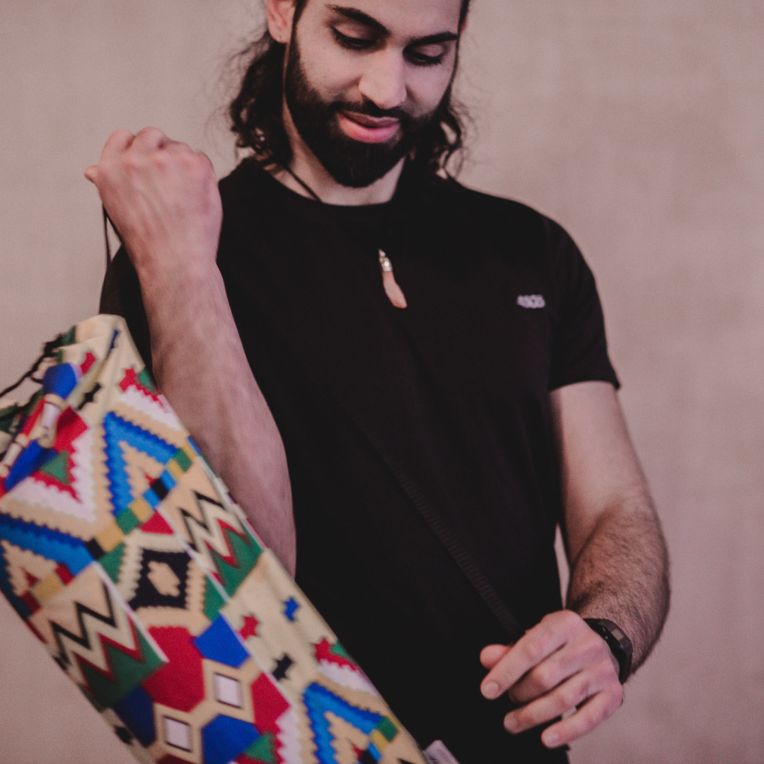 Handmade Yoga Bag in Yellow with African Wax Print
