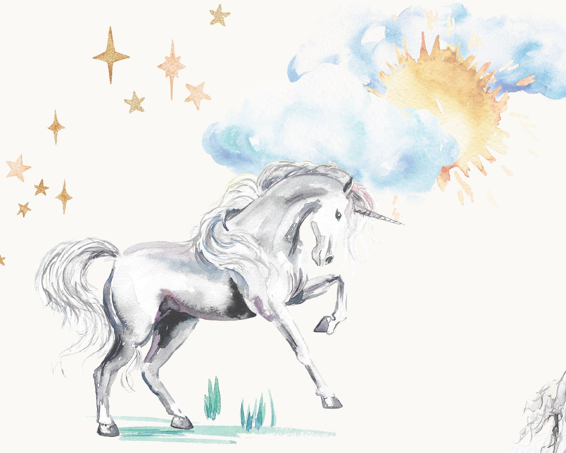 Unicorns and Rainbows Hand Designed Wallpaper