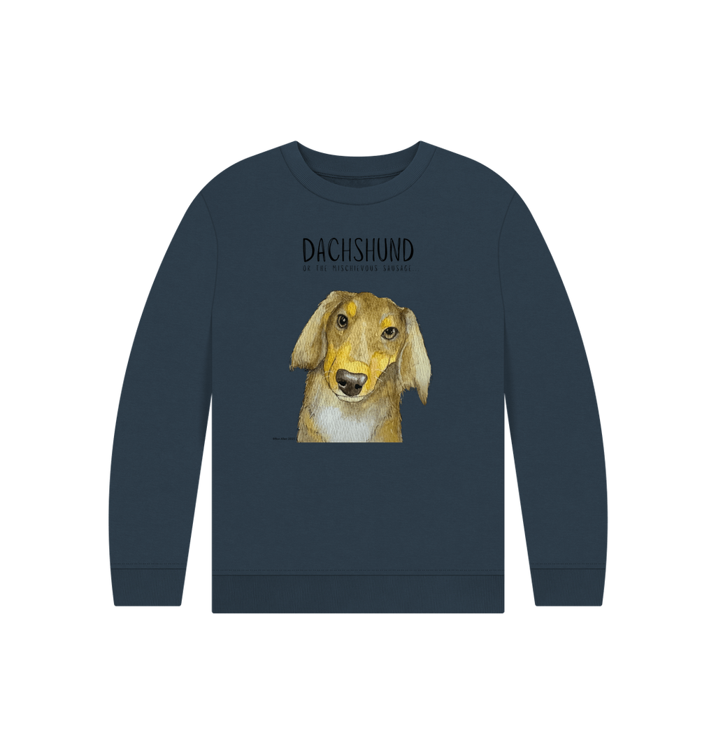 Snuggly Long Haired Sausage Dog Kids Sweatshirt