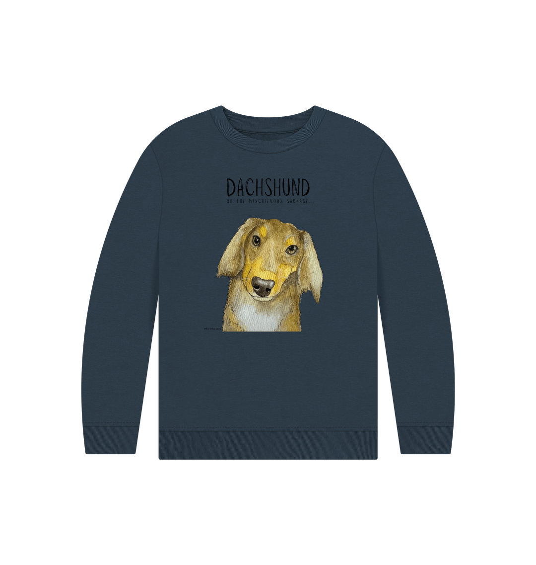 Snuggly Long Haired Sausage Dog Kids Sweatshirt