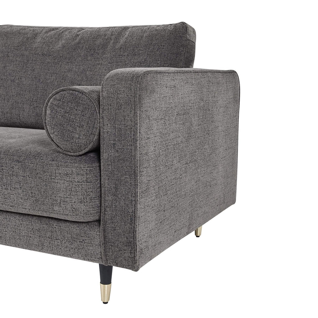 Grey upholstered sofa with plush cushions in classic British design, neutral fabric for versatile home decor. by sostter at brixbailey.com