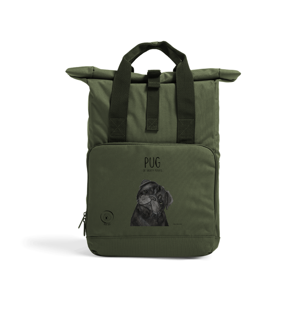 Pug or Snorty Potato Ethical Backpack for Pug Lovers Black