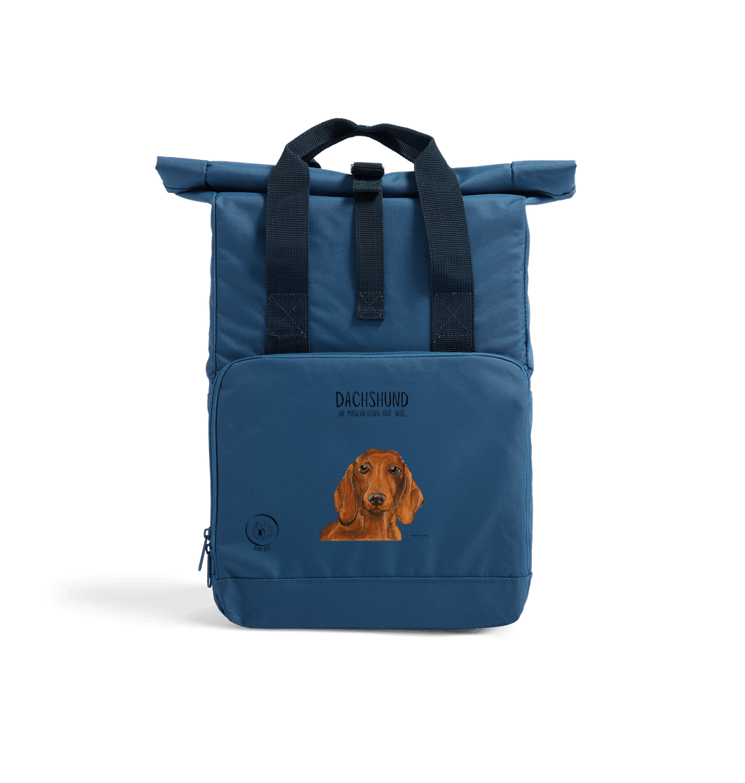 Dachshund Roll Top Backpack Small Dog Big Adventure
