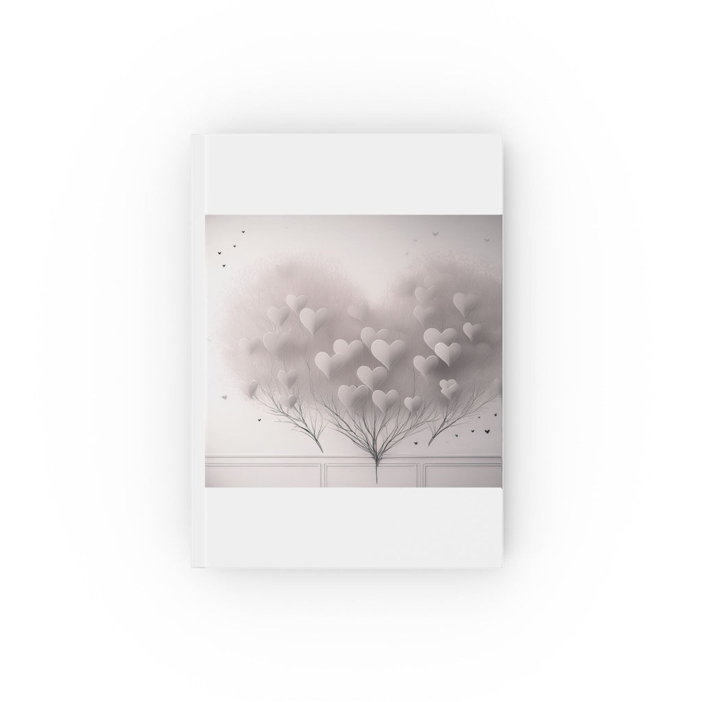 A5 Hardcover Journal with Whimsical Hearts Design in Muted Colours