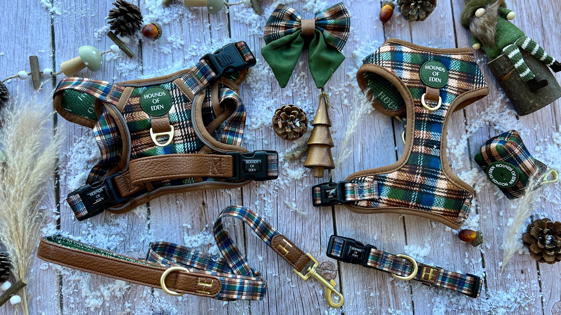 Oak Forest Plaid Dog Harness for Small Breeds