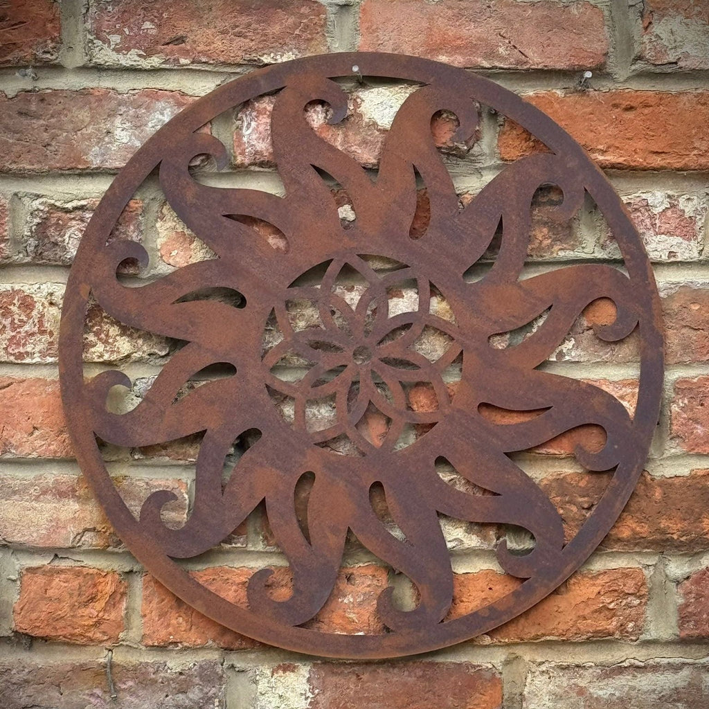 Rusty Metal Sun Wall Decoration 55cm
