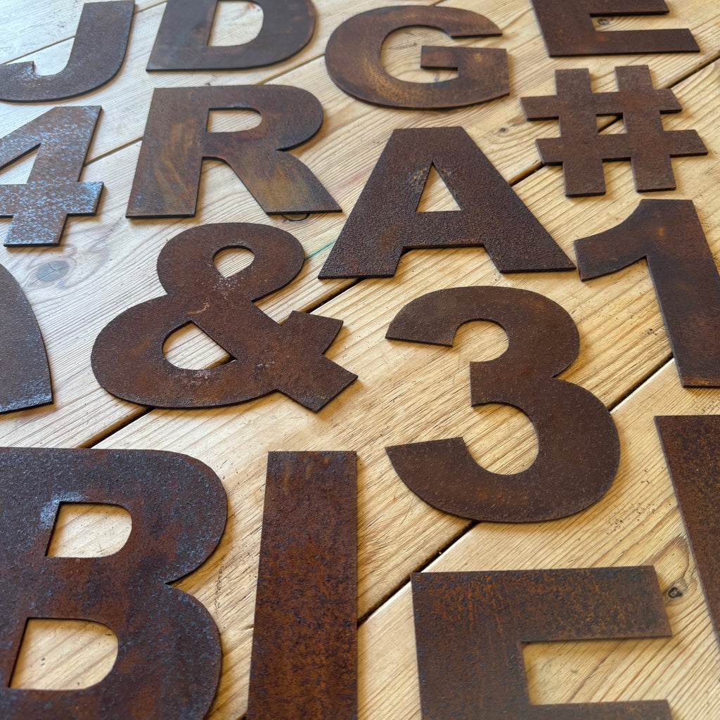 5 inch Fat Font Rusty Metal Letters A-Z 0-9