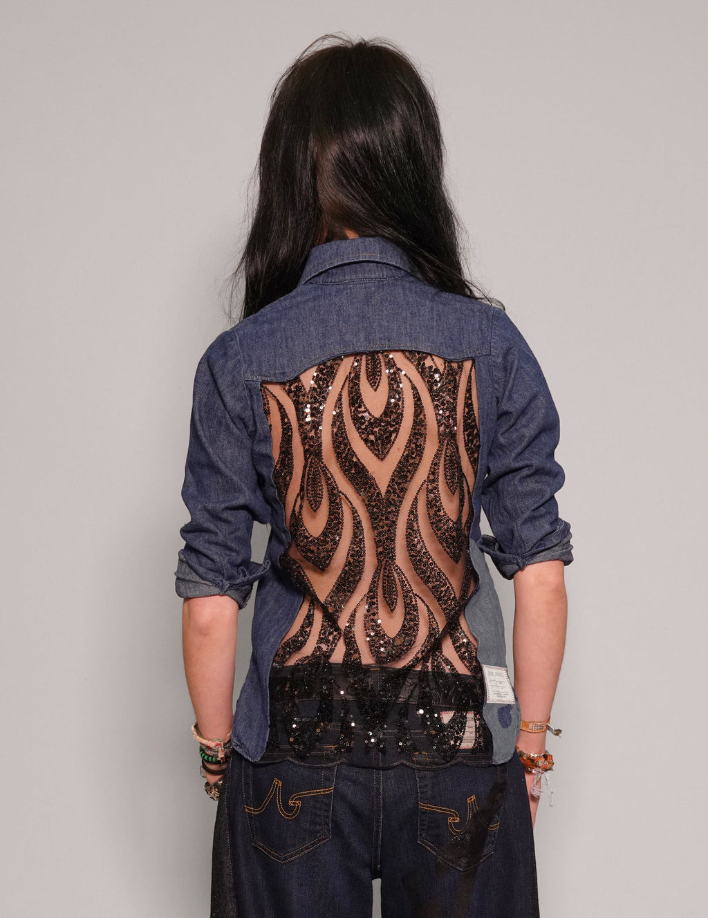Party Back Shirt Slim Fit Black Sequin