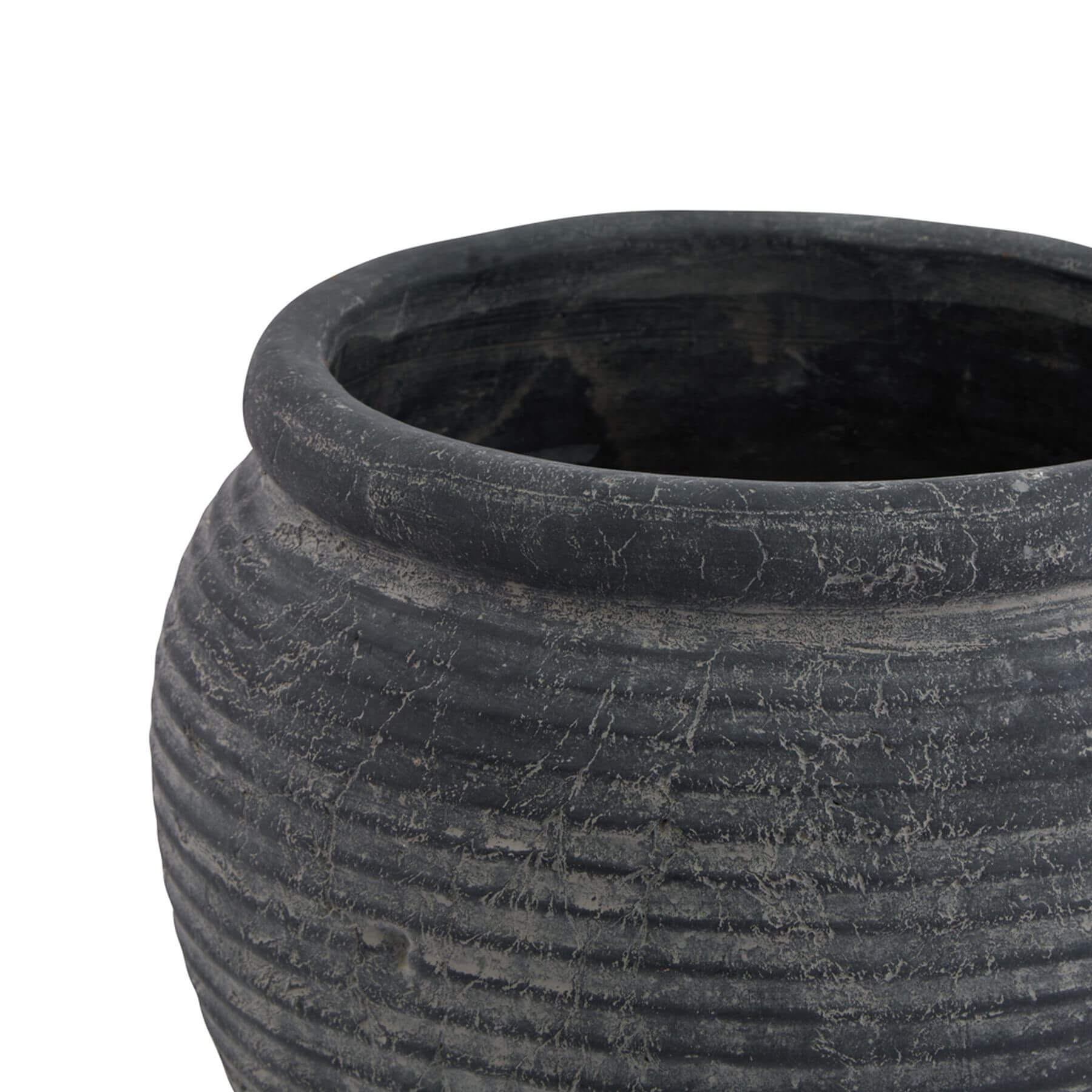 Minimalist grey ceramic plant pot with rimmed edge, 20cm height, neutral matte finish for modern interiors.by sostter at brixbailey.com