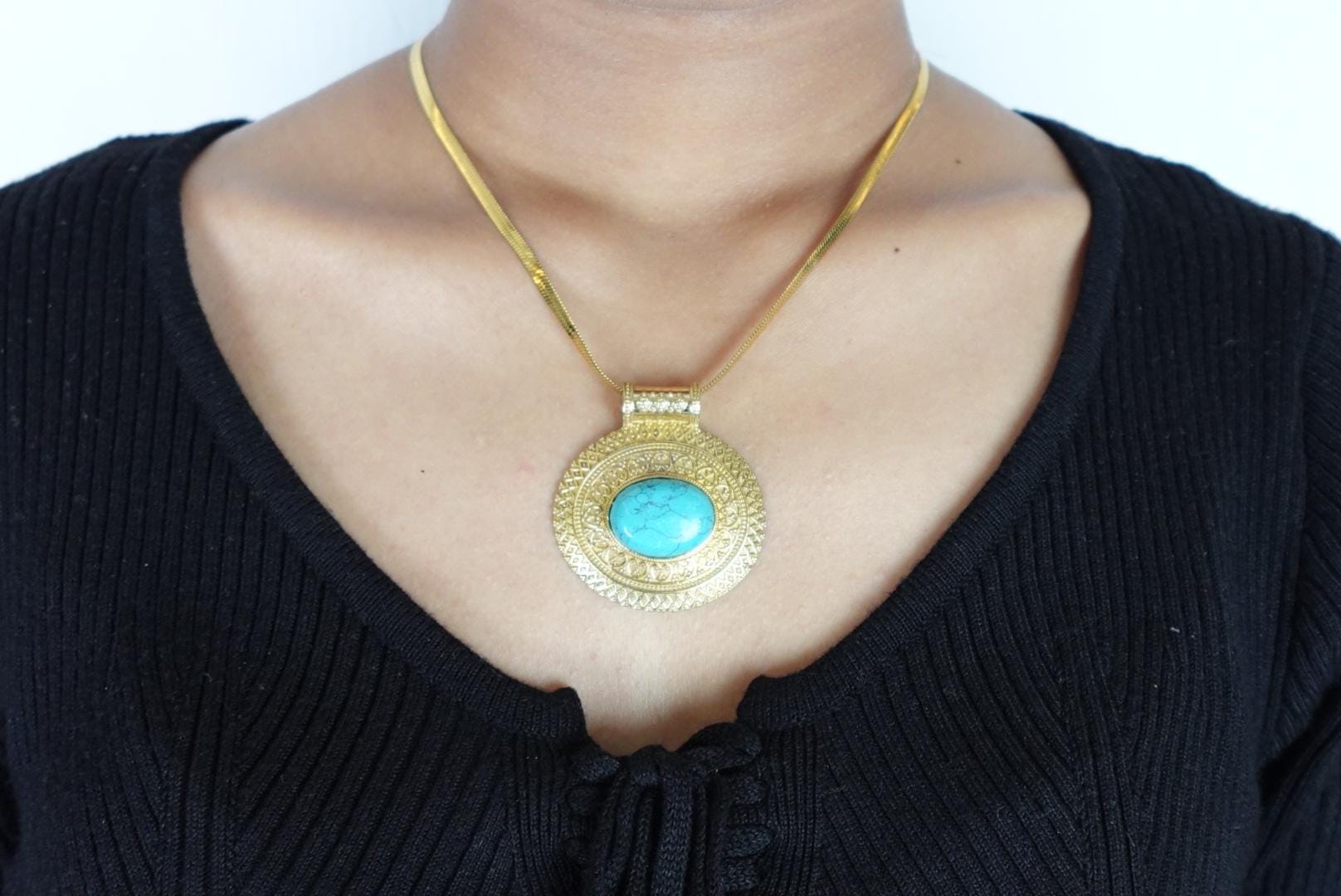 Turquoise and Labradorite Heart Pendants