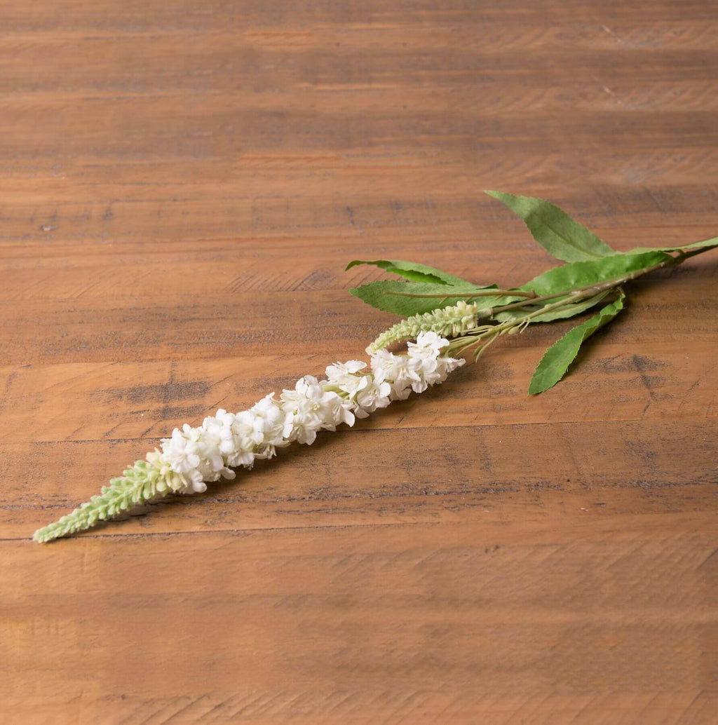 Lifelike white Veronica artificial flower stem with realistic petals, perfect for floral arrangements and home decor. by sostter at brixbailey.com