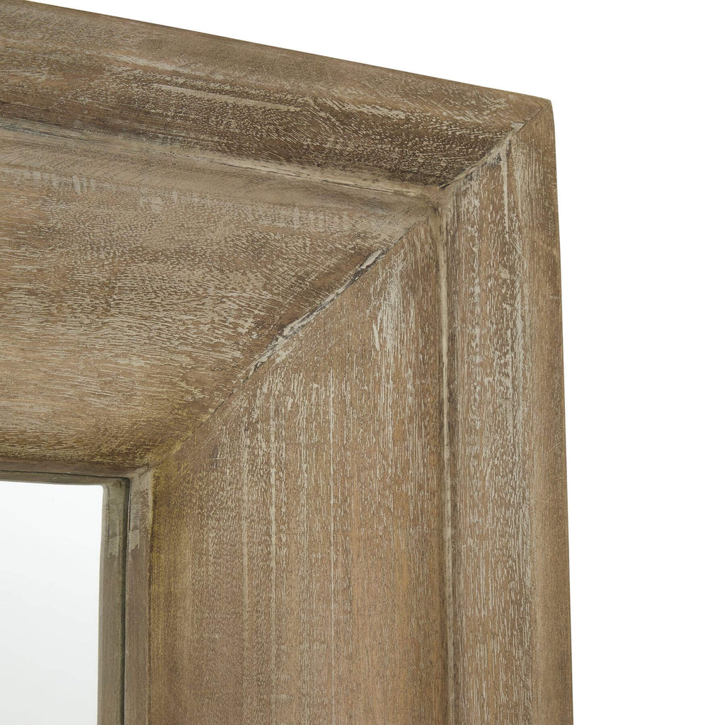Full-length bleached hardwood mirror with warm patina, French-inspired design, 200cm tall, versatile wall decor by Sostter at brixbailey.com