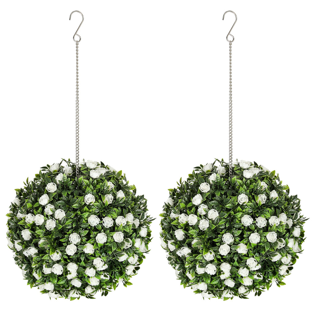 Set of 2 Artificial Plant Topiary Rose Balls