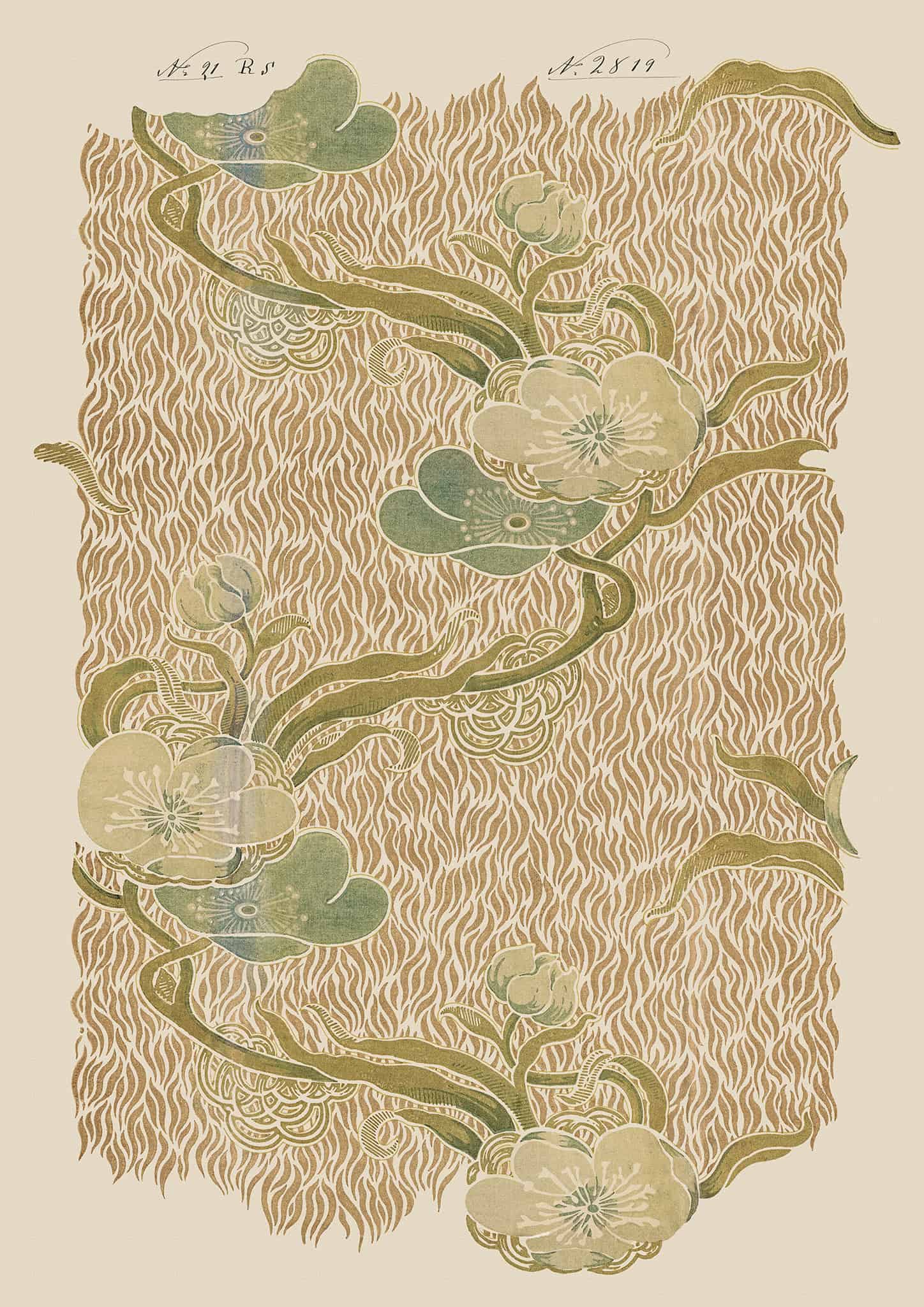 Nouveau Blossoms Vintage Archive Poster Print