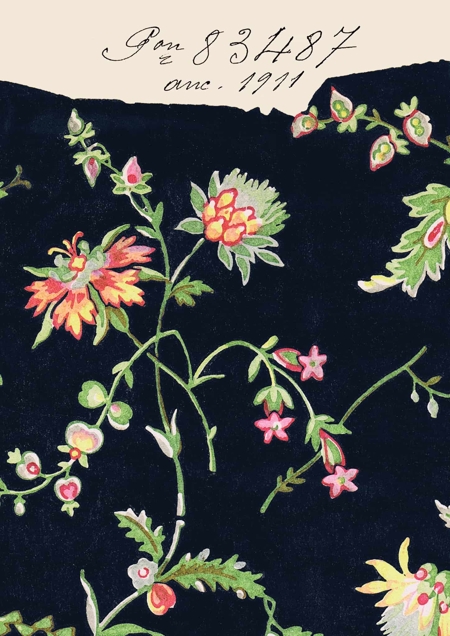 Midnight Blooms Vintage Botanical Poster Print